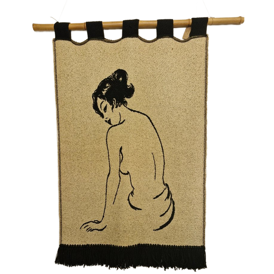 Vintage Wandkleed Vrouw Zwart/Beige 1