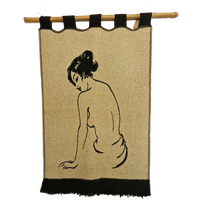 Vintage Wandkleed Vrouw Zwart/Beige