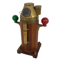 Coubro & Scutton Ltd. - Standing Compass In Gyroscopic Mount - Wooden Base With Brass Hood And Ir