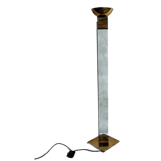 Vintage Brass And Glass Floor Lamp By Max Baguara For Lamperti, 1970s 1