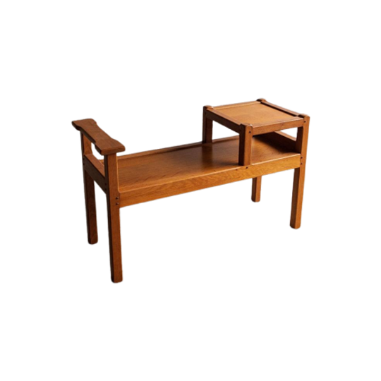 Antique Solid Oak Woven Bench 1