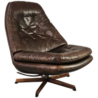 Vintage Deense Draaifauteuil, Kantelbaar, Leer