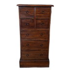 Klassiek Teakhouten Ladekastje, Apothekerskastje, Archiefkast Afm. 50x41 En 101cm Hoog. thumbnail 1