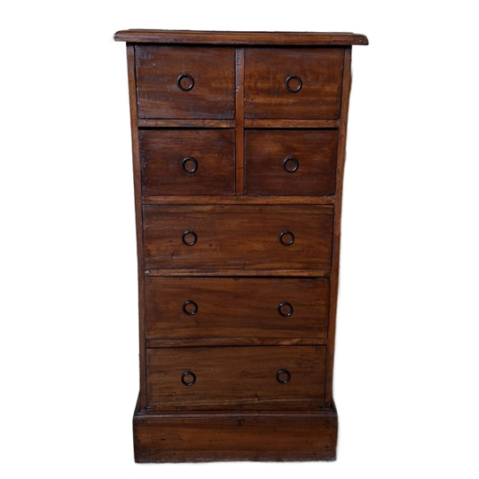 Klassiek Teakhouten Ladekastje, Apothekerskastje, Archiefkast Afm. 50x41 En 101cm Hoog. 1