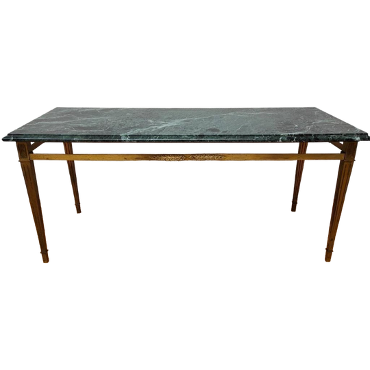 Vintage Hollywood Regency Messing Koffietafel Salontafel Met Marmer Blad 1