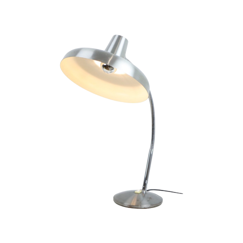 Grote Zilverkleurige Verstelbare Hala Lamp Tafellamp Jaren 70