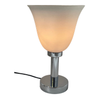 Vintage - Chalice Shaped - Desk Lamp - Hema - Opaline Glass On Chromed Base