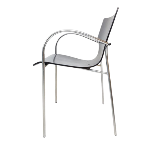 Setprijs! Vintage Witte Eettafel Zwarte Stoelen Chroom 1
