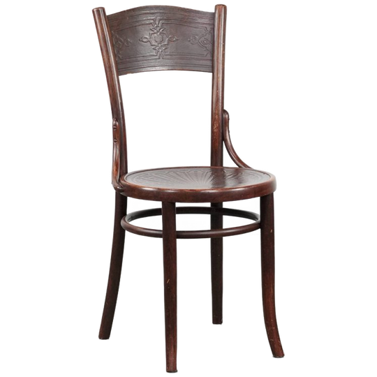 Vintage Tijdloze Houten Cosmos Bistro Design Stoel Met Mooi Snijwerk 1