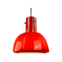 Red Glass Flower Shaped Pendant Light From Glashütte Limburg, 1970
