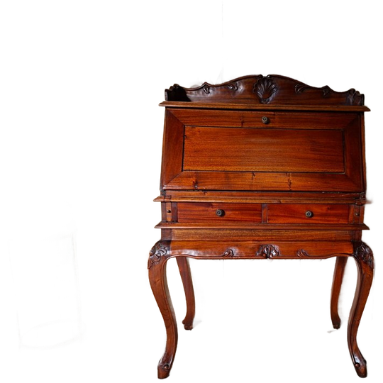 Klassiek Mahoniehouten Damesbureau, Secretaire, Schrijftafel Afm. 84x44cm En 120cm Hoog. Schrijf Hoogte 75 Cm 1