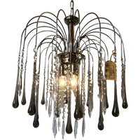 Xl Chrome Smoked Gefumeerde Teardrop Murano Hanglamp