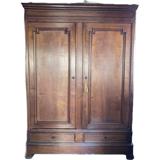 Prachtige Antiek Frans Eiken Demontabele Kast Met Planken En 2 Laden, 167 Cm Breed 1