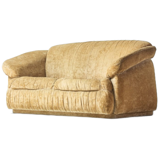 Mid-century Italiaanse Fluwelen Zitbank Met Ronde Vormen, 1970s 1