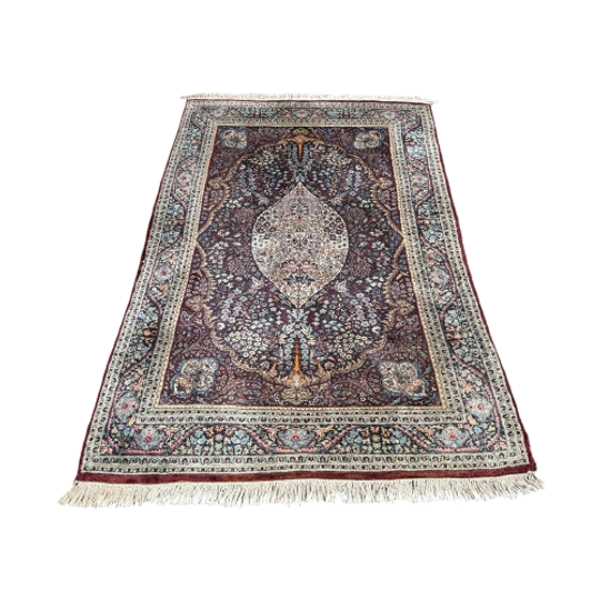 Handgeknoopt Perzisch Keshan Vloerkleed 142x220cm Vintage Tapijt Rood 1