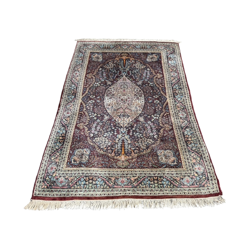 Handgeknoopt Perzisch Keshan Vloerkleed 142X220Cm Vintage Tapijt Rood