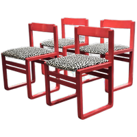Vintage Rode Stoelen Met Panterstof