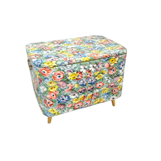 Klepbankje Met Bloemenprint, Vintage Bloemen Bankje 1