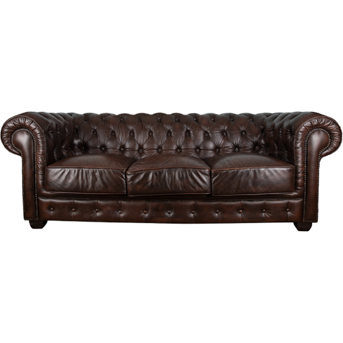 Chesterfield Leren Bank - Bruin - Hoge Kwaliteit - Antiek