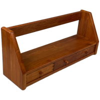 Vintage Wandplank Met Lades, dyrlund, Massief Teak, Denemarken 1970's