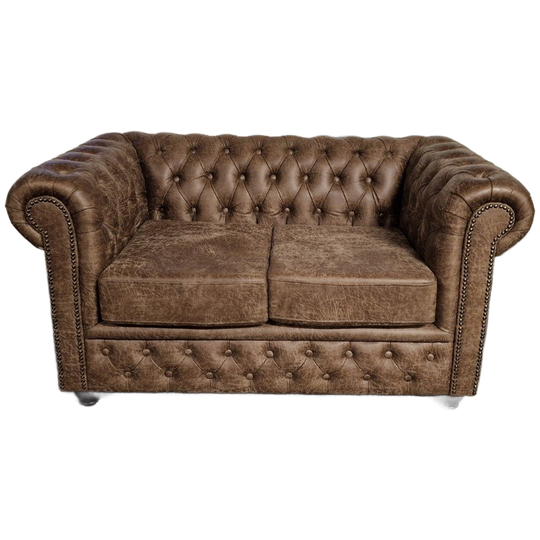Brighton 2-Zits Classic Chesterfield Bank – Bruin, Soft Leer 1