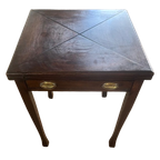 Antieke Kaart-/bridgetafel (met Leer Ingelegd) thumbnail 1