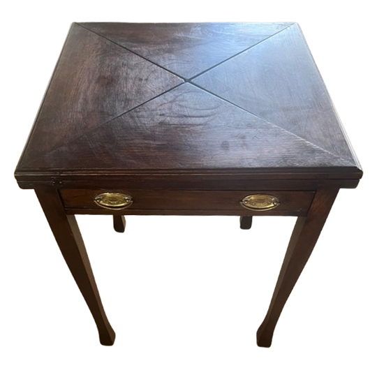 Antieke Kaart-/bridgetafel (met Leer Ingelegd) 1