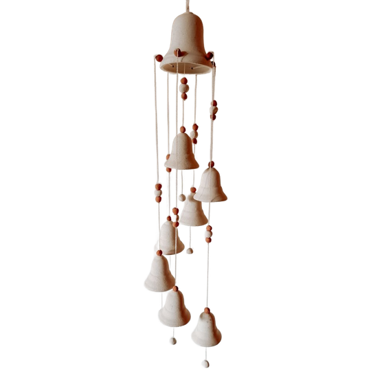 Keramieken Windgong Met Bel Aan Bovenkant - Vintage Handgemaakte Hanger 1
