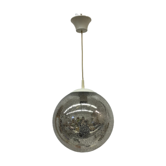 Mid-century Hanging Lamp Glass Globe Golden Flakes , 1970’s 1