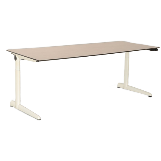 Ahrend 500 Bureau, Eiken Blad, 200 X 80 Cm, Hoogte Instelbaar Onderstel D.m.v. Handslinger 1