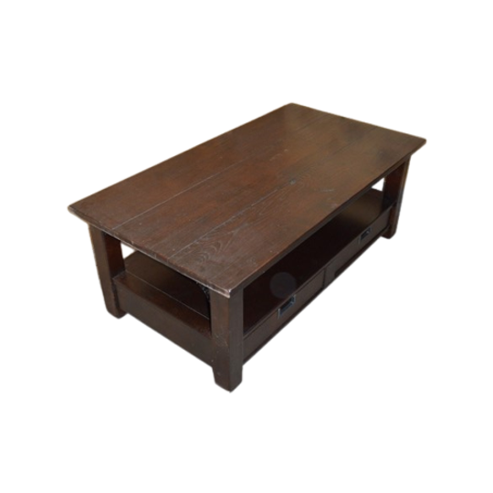 Salontafel Massief Eiken Donker Rechthoekig 1