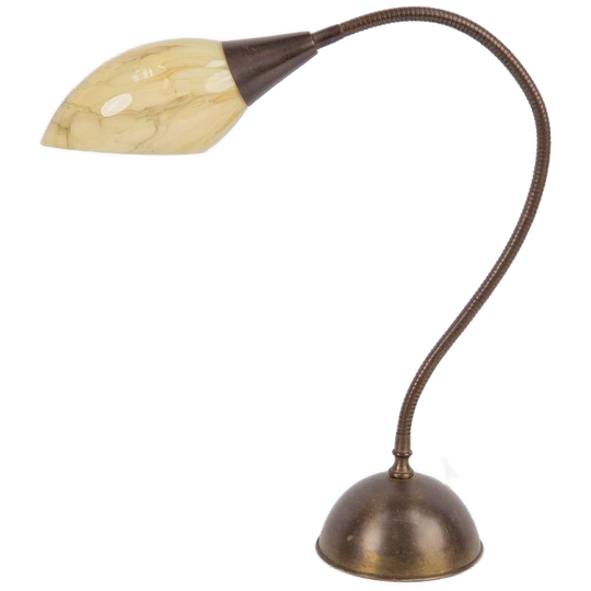 Vintage Art Deco Bureaulamp Koper Glas Flexneck Tafellamp 50 1