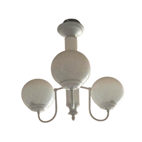 Vintage Plafondlamp Met 3 Glazen Bollen 1