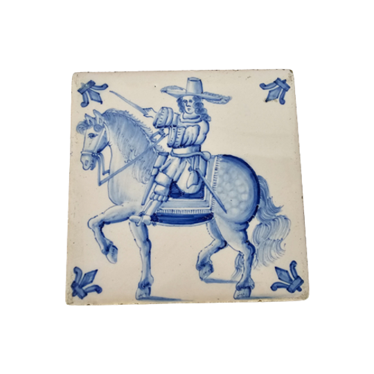 Westraven Keramiek - Ruiter Te Paard - Tegel - 19e Eeuw 1