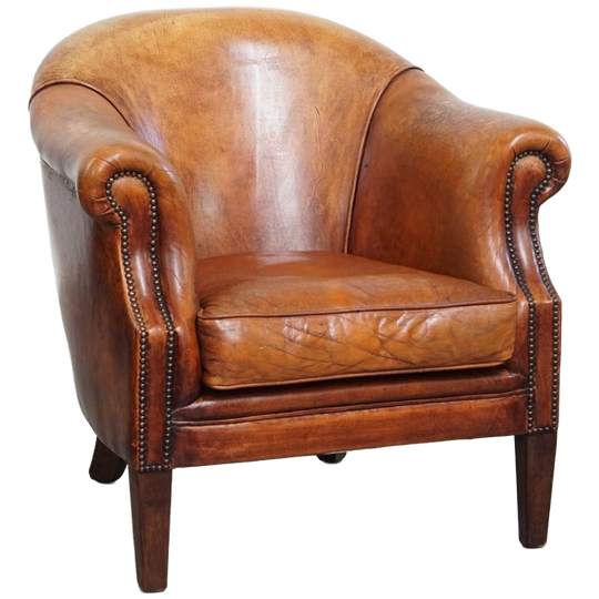 Begeerlijke Schapenleren Clubfauteuil Met Prachtige Kleuren En Een Comfortabele Zit 1