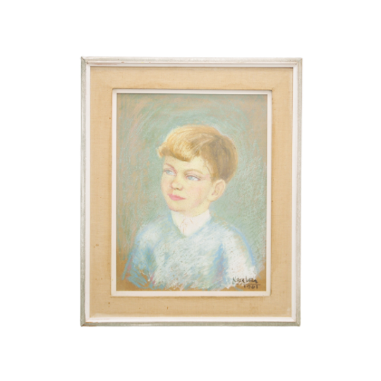Beige Lijst Schilderij Portret Jongen 1