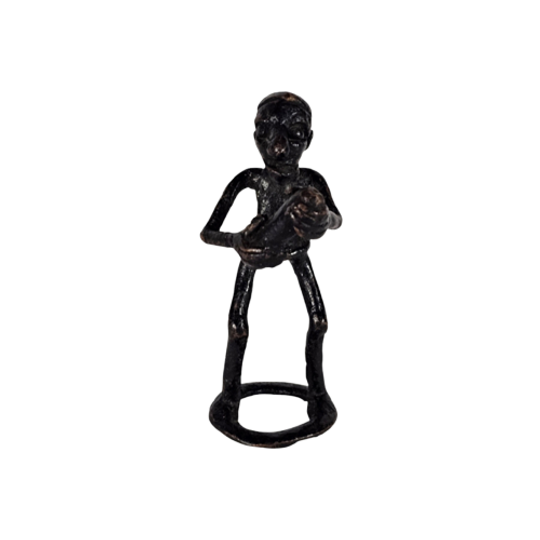 Tribal Art - Ashanti Beeldje - Bron Legering - 3e Kwart 20e Eeuw 1