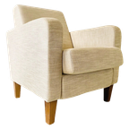 Vintage Linnen Fauteuil Beige thumbnail 1