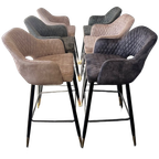 Set Van 4/6 Velvet Design Barkrukken – Luxe Kuipmodel – Zwart/groen/roze thumbnail 1