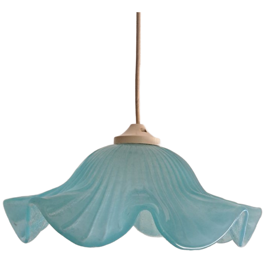 Vintage Glazen Hanglamp Blauw 1