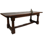 Massief Engelse Eikenhouten Eettafel – 20e Eeuw Met Prachtige Nerf En Patina thumbnail 1