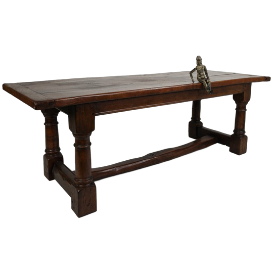 Massief Engelse Eikenhouten Eettafel – 20e Eeuw Met Prachtige Nerf En Patina 1