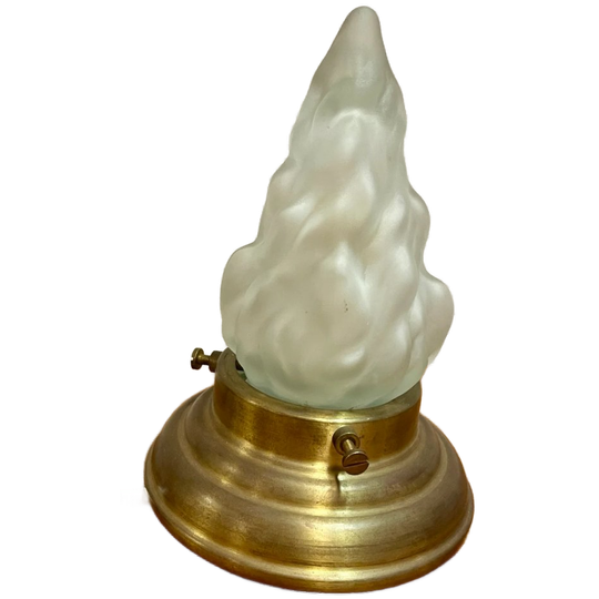 Art Deco Flame Milk Glass With Messing Feet Ceiling Light 1