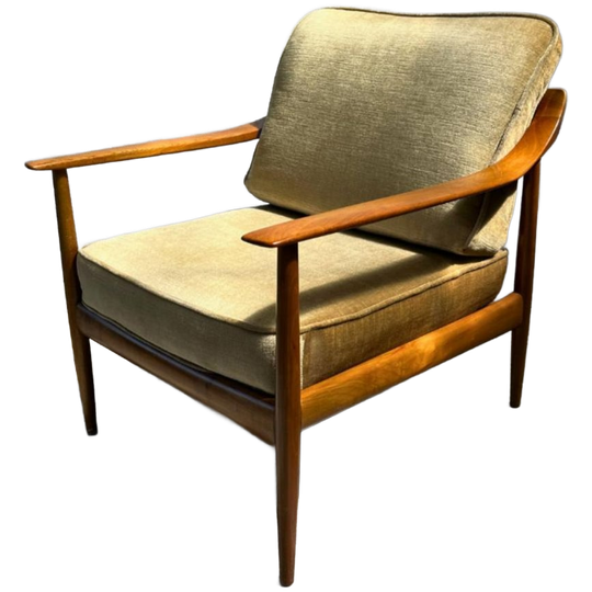 2x Midcentury ‘antimott’ Fauteuil W. Knoll Notenhout, Velour 1