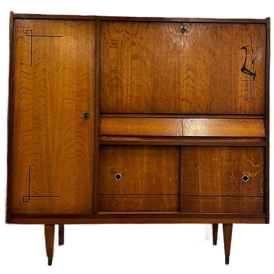 Vintage Houten Kast / Secretaire / Barkast 1