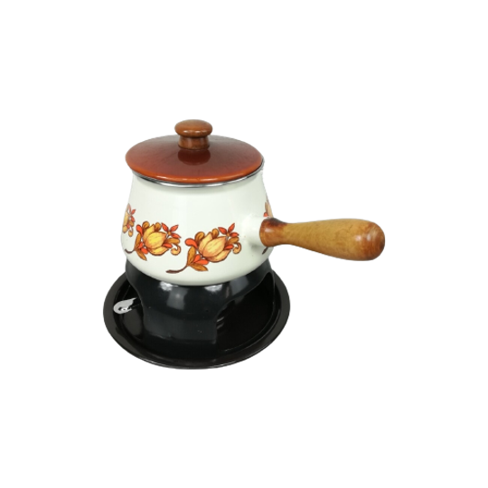 Vintage Fondue Set In Emaille 1