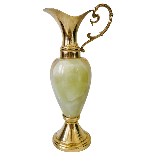 Vintage Italiaanse Onyx Vaas Gouden Setting