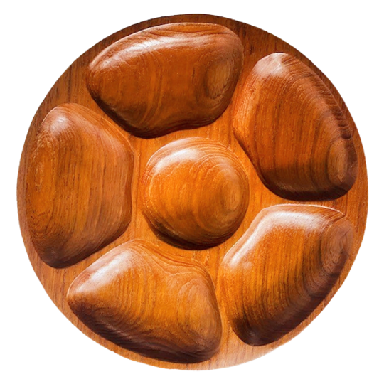 Teak Houten Hapjesschaal Midcentury Laur Jensen 1