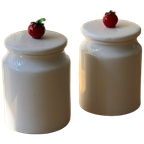 Set Of 2 Ceramic Jars With Tomato Lid thumbnail 1