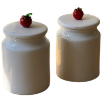Set Of 2 Ceramic Jars With Tomato Lid